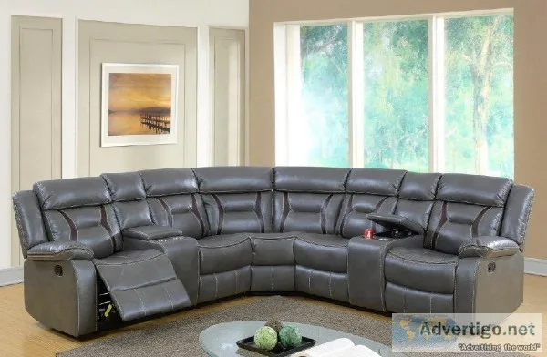 &quotWholesale&quot  New Sectional wConsoles and Recliners Grey 