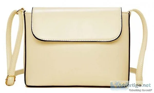 Cream Beige Plain Satchel Style Leather Bag