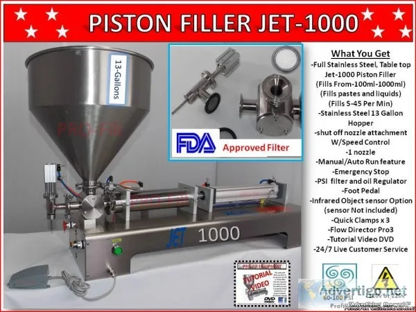 Jet-1000 Single Head Air and Electric Piston Filler