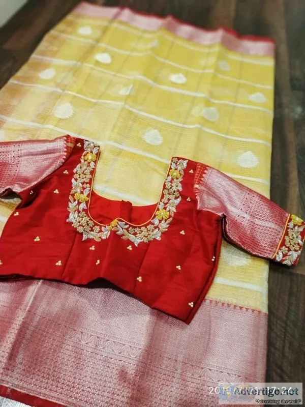 Beautiful pure kora sarees with rich pallu and designer blouse