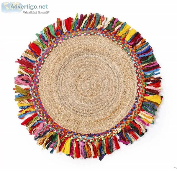 Jute Indoor Doormat With Hand Woven and Multi Colored