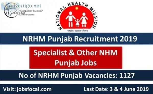 NRHM Punjab Recruitment 2019 -20 (1127) CHO and Other NHM Punjab