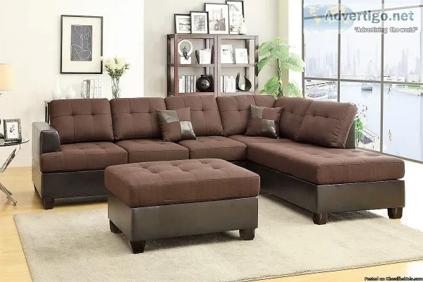 XL 3-PCS SECTIONAL WOTTOMAN &quotCHOCOLATE&quot 