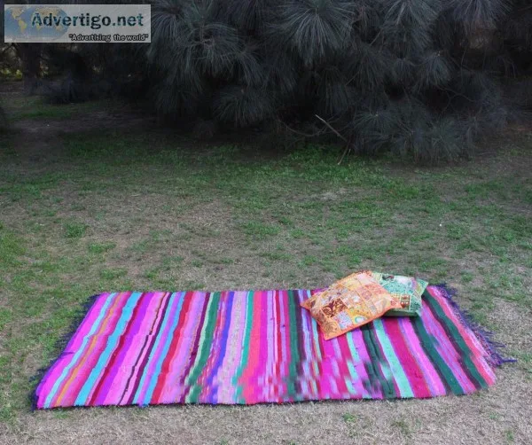 Buy Brown Handmade Bohemian Chindi Rug  Bitablu.com