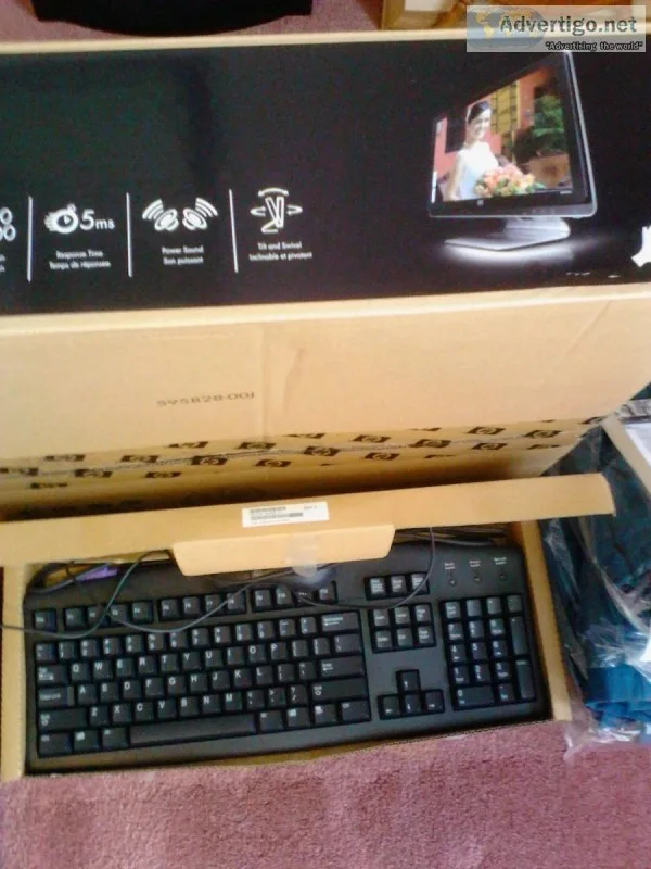 Hewlett-Packard 20&quot computer monitor and keyboard.