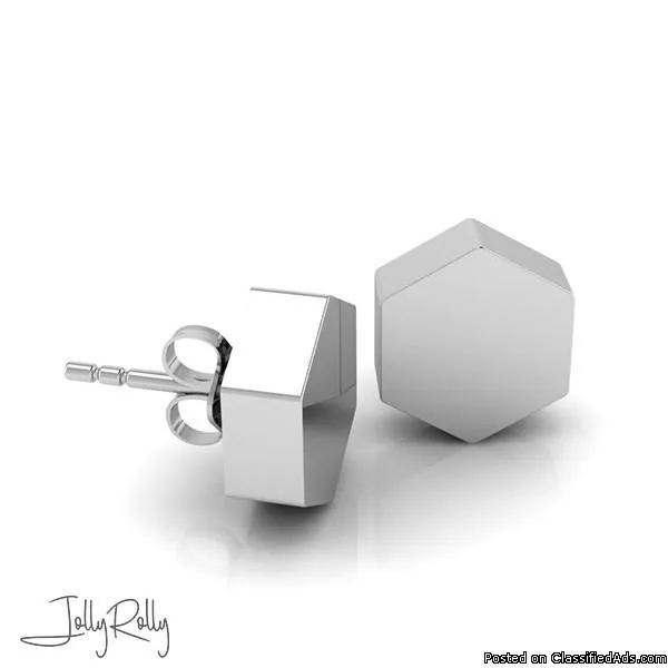 Silver Hexa Silver Earrings and Studs by JollyRolly