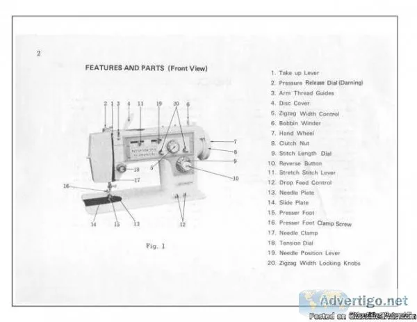 Dressmaker 2402 Sewing Machine Instruction Manual