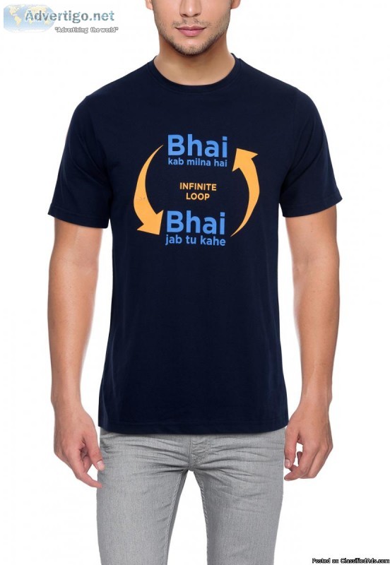 Graphic Printed T-Shirt for Men - Dark Blue