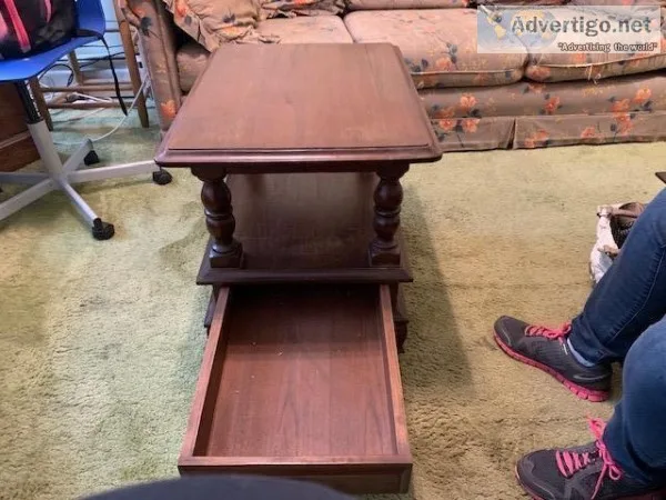 Two hand carved Teakwood end tables