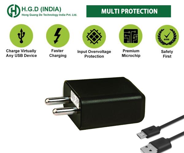 HGD 2 Amp USB Charger (Black)  HGD INDIA Mobile Phone Charger Ma