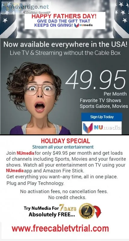FREE TRIAL STREAMING TV SERVICE