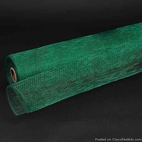 10 Inch x 10 Yards Emerald Floral Mesh Wrap Solid Color