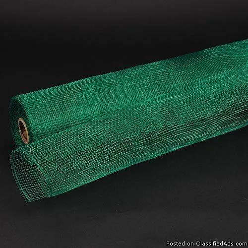 10 Inch x 10 Yards Emerald Floral Mesh Wrap Solid Color