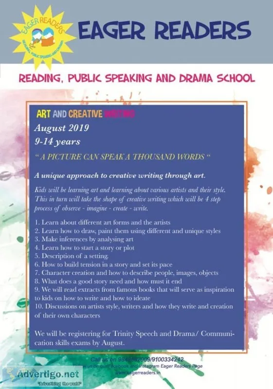 Attend August Batches Across All Centers In Art And Creative Wri