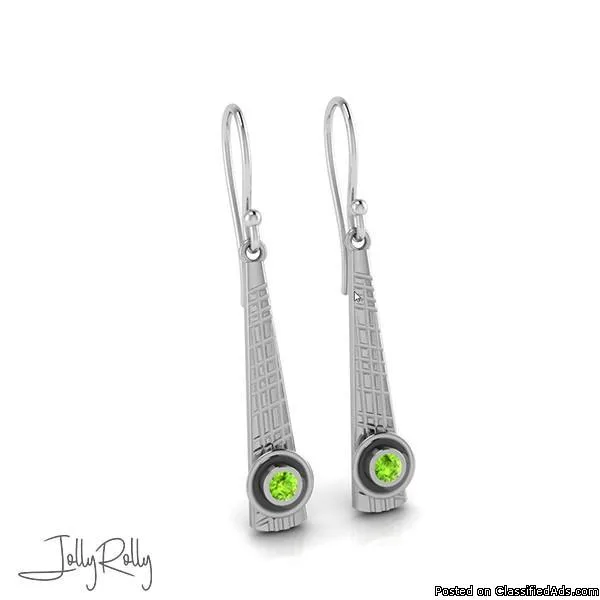 Peridot Pillar Silver Earrings and Studs by JollyRolly
