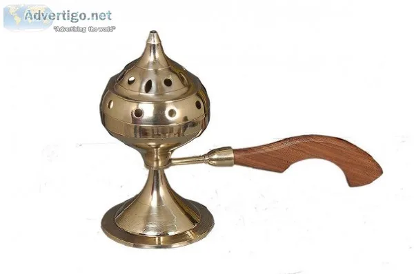Nutristar Brass Audh Daan Oudh Dan with Wooden Handle (Small)