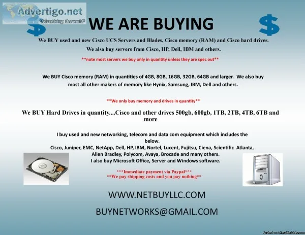  WE BUY BOTH USED AND NEW &gt WE BUY COMPUTER SERVERS NETWORKING