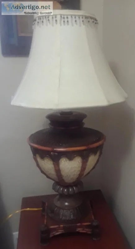 Urn Shaped Large Table Lamp with Beige Shade