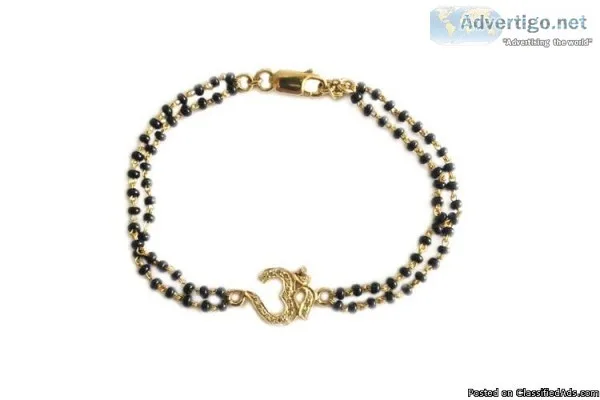 Gold Aum Bracelet On Mangalsutra Chain