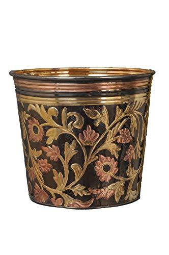 Nutristar Brass Planter Flower Embossed and Printed Height  22 c