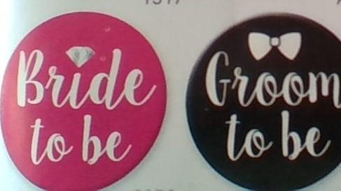 WEDDING BUTTONS 2 14" PIN-BACK 1000 wholesale lot