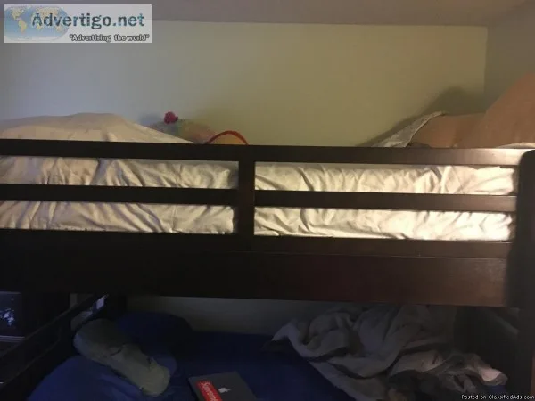Full over Full Bunkbeds with memory foam mattresses almost new