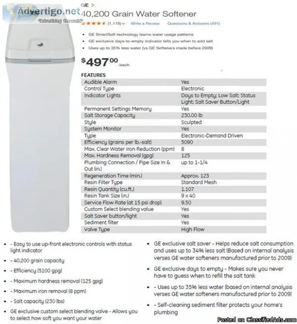 GE Water Softner - Never used