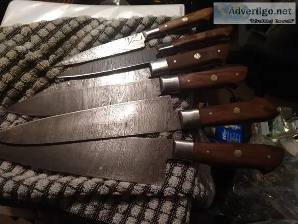 Damascus chef knife set