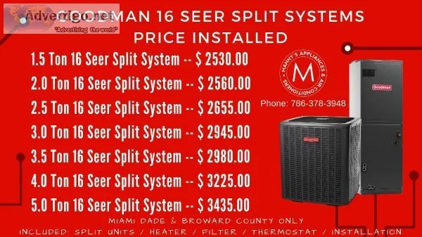 Goodman 16 SEER Split System Central AC R410a 10 Years Warranty 