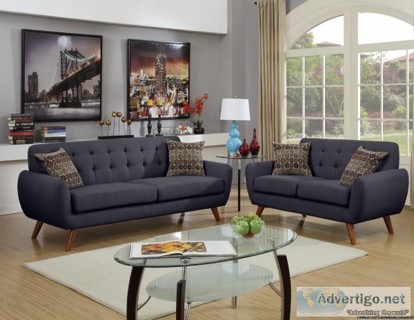 Modern Sofa Couch Loveseat Plush Tufted Seating Ash Black &quotF
