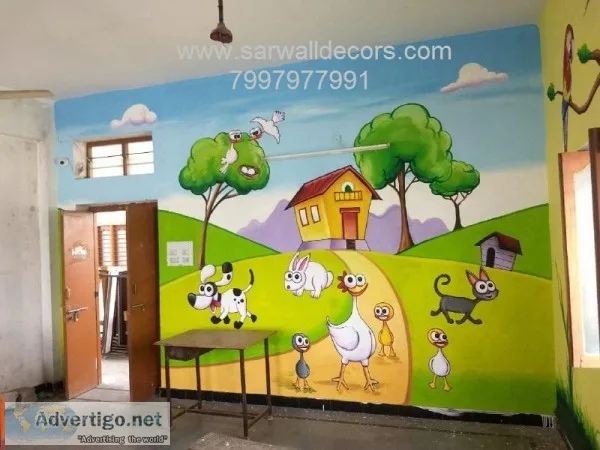 play and primary school wall painting in Hyderabad