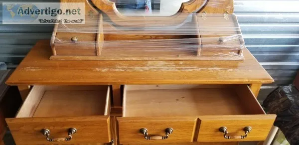 Solid Oak Dresser and Mirror
