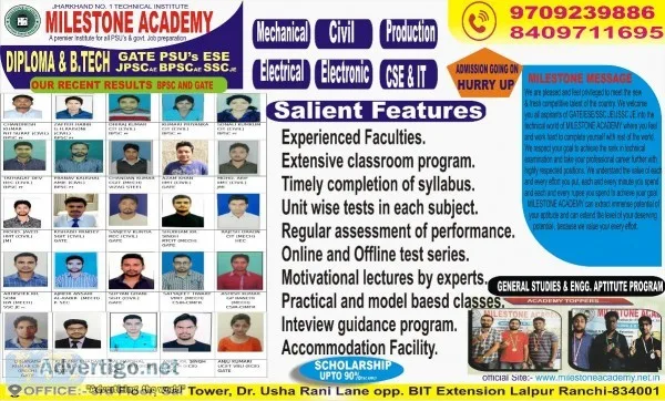 MILESTONE ACADEMY LALPUR RANCHI FOR SSC JE