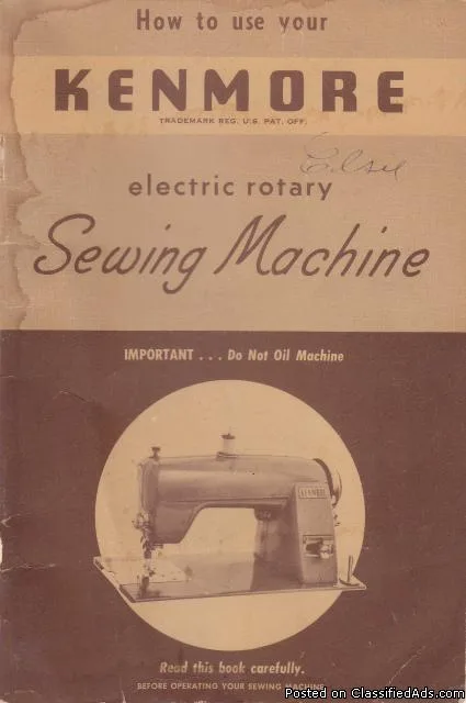 Kenmore 120-491 Rotary Sewing Machine Manual