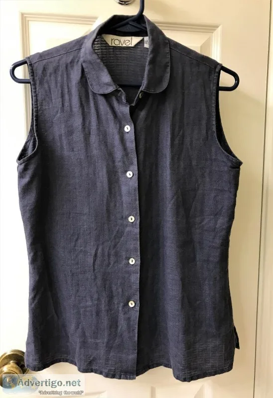 Ravel Women s Sleeveless Button Down Shirt Top Sz M