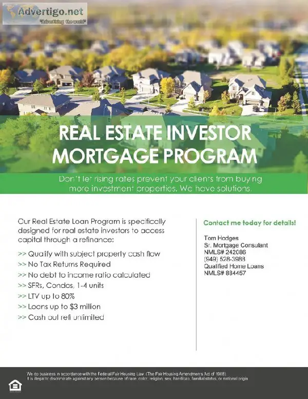 Real Estate Investor Mortgage Program-NO taxes NO income STATED