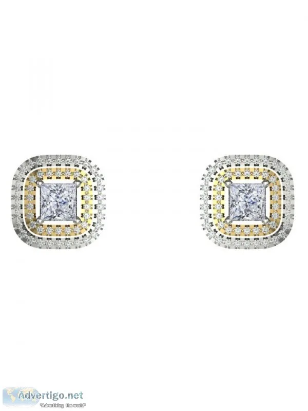 Buy White Gold Princess Cut Earrings Online  Araojewelry.com