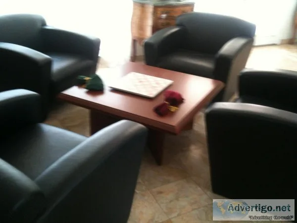 8 Black Leather Office Chairs