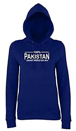100% Pakistan Cricket World Cup 2019 Hoodie Ladies Navy
