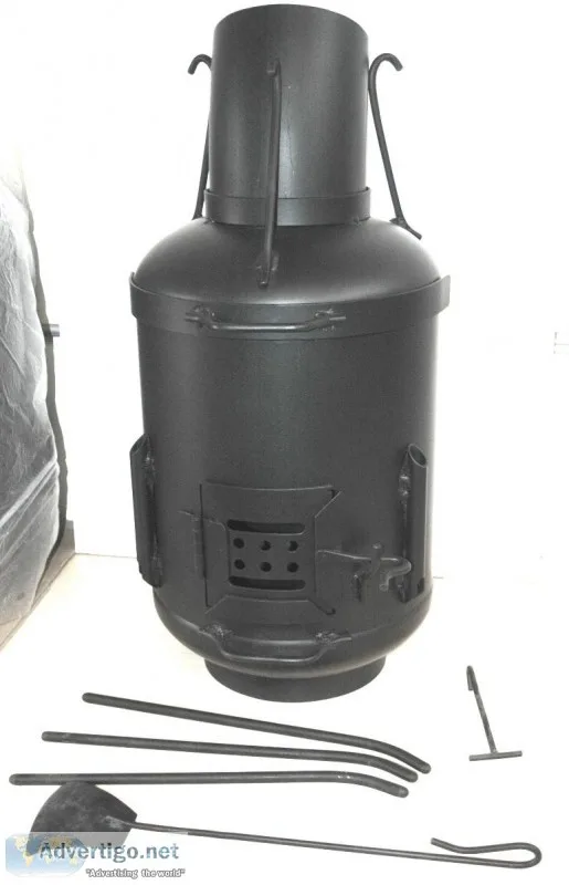 Camp stove. Yard and camp portable steel stove. Burner heater