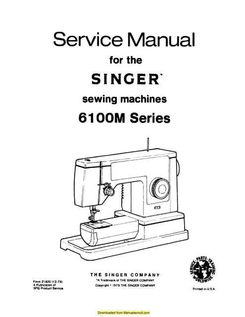 Singer 6103 Sewing Machine Service Manual