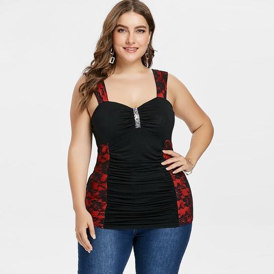 Plus Size Sequinned Slim Heart Neck Camisole