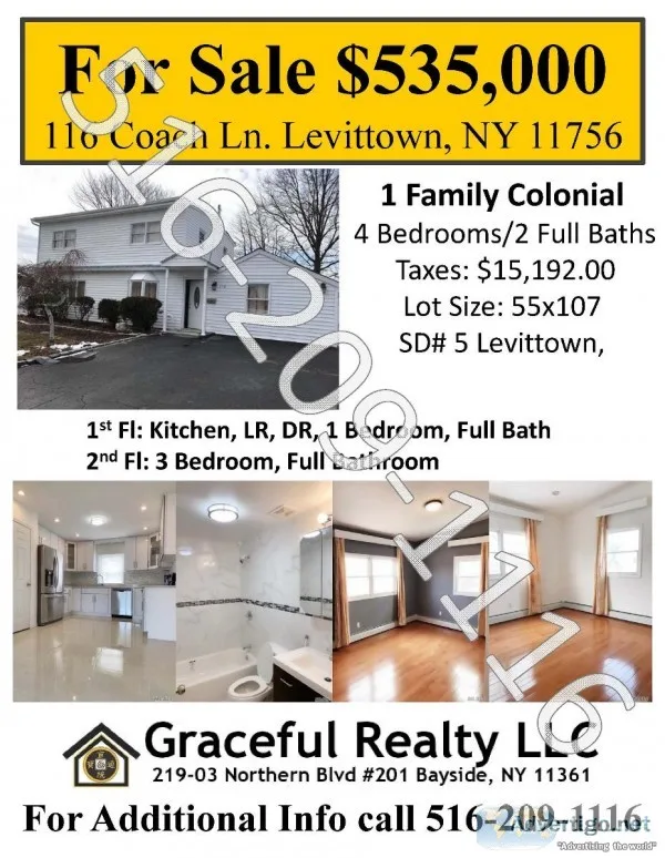 (5317) Open House 1 Family Colonial For Sale in Levittown