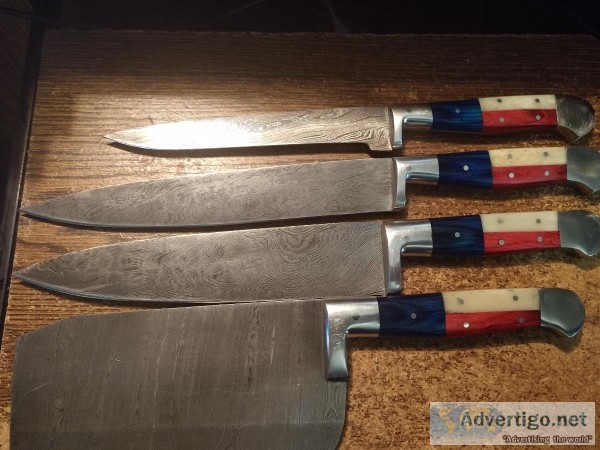 Damascus steel chef knife set