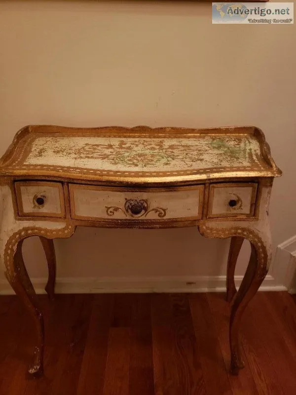 Vintage Florentine White and Gold Desk