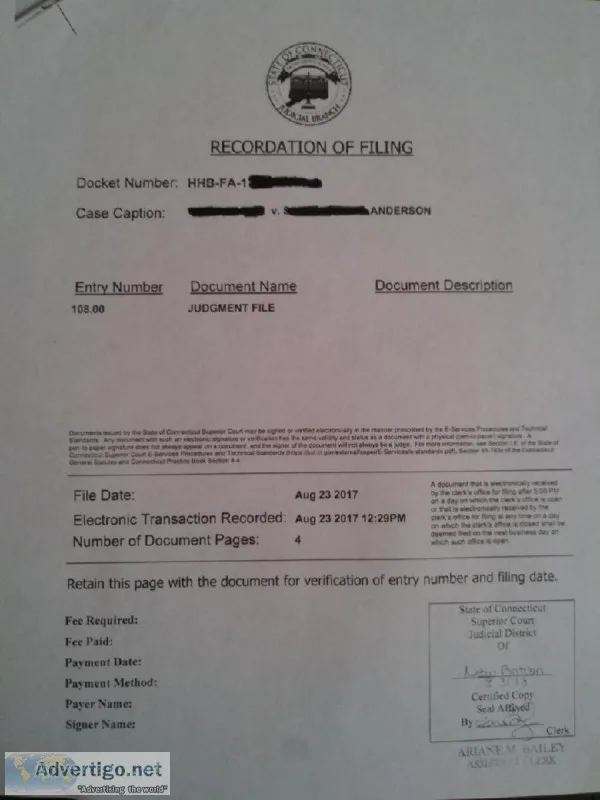APOSTILLED ENGLISH-ITALIAN TRANSLATIONS OF ALL CT DOCUMENTS