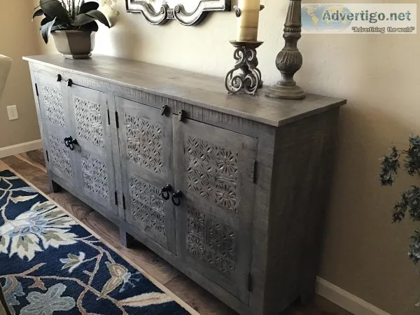 Blue grey hardwood sideboard