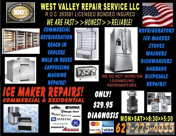 Cappuccino machine Ice machine Prep table Repair Beer cooler Wal