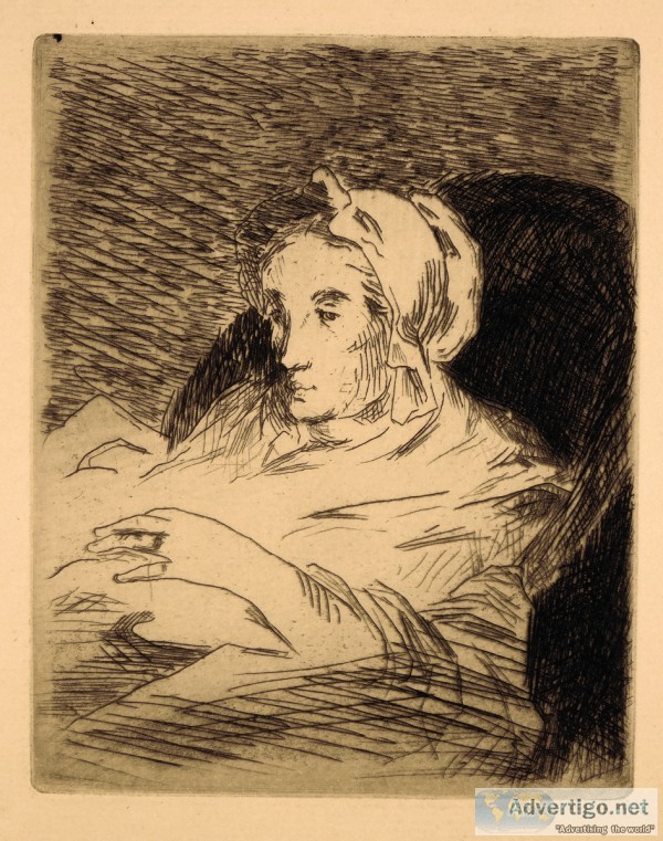 La Convalescente Original Etching and Aquatint by Eduoard Manet