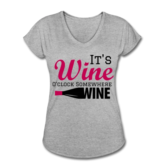 It s Wine O clock Somewhere Women s Tri-Blend V-Neck T-Shirt